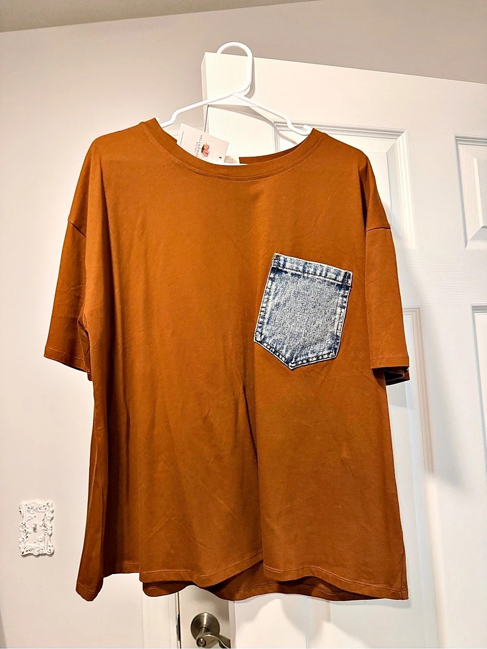 Like Love Pocket Pop Oversized Tee Pocket Tee Brown 3XL